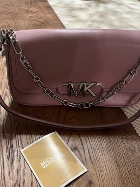 Michael Kors Pink Leather Shoulder Bag with Chain Strap